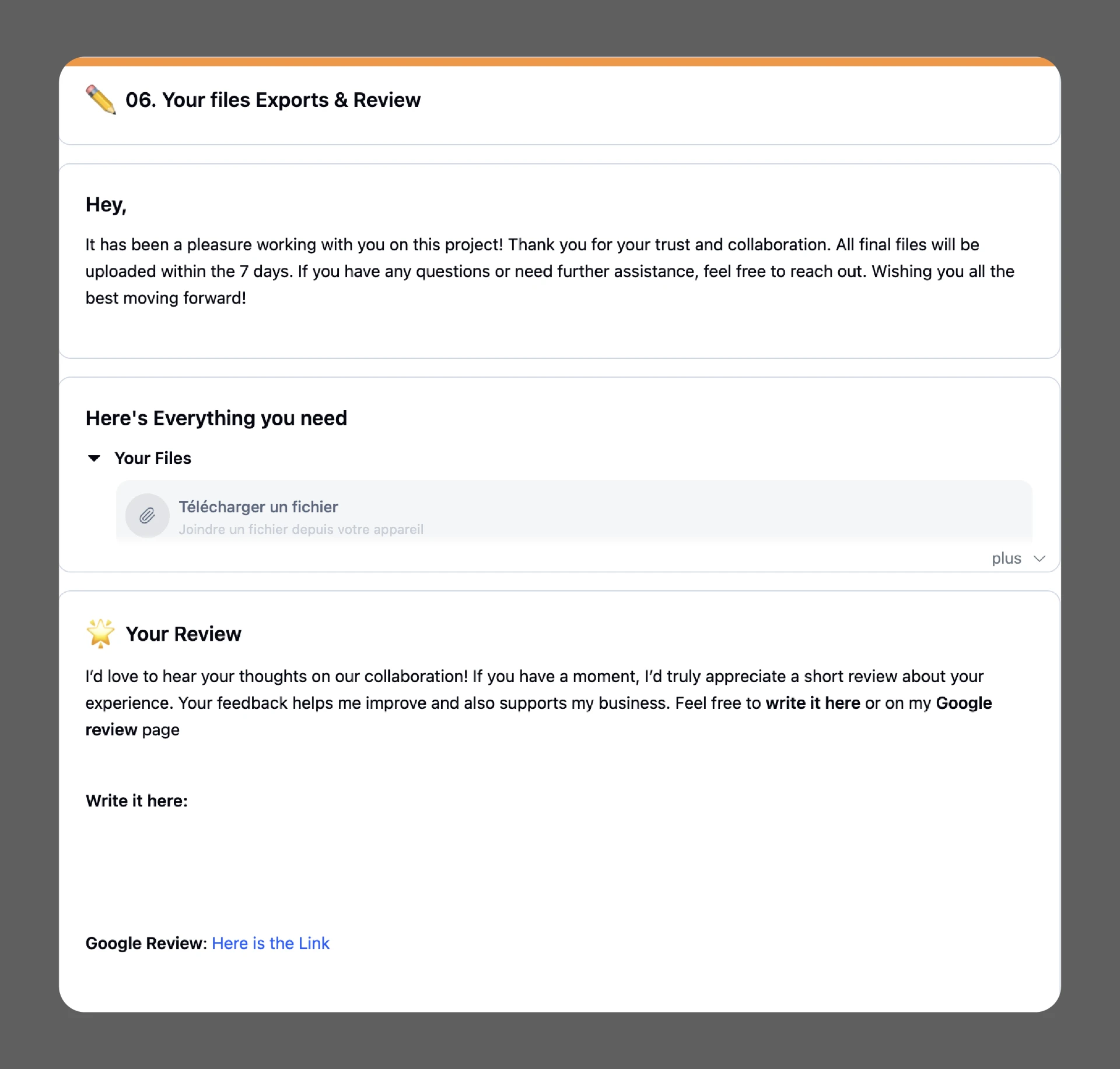 Your files, exports and review section of the portal