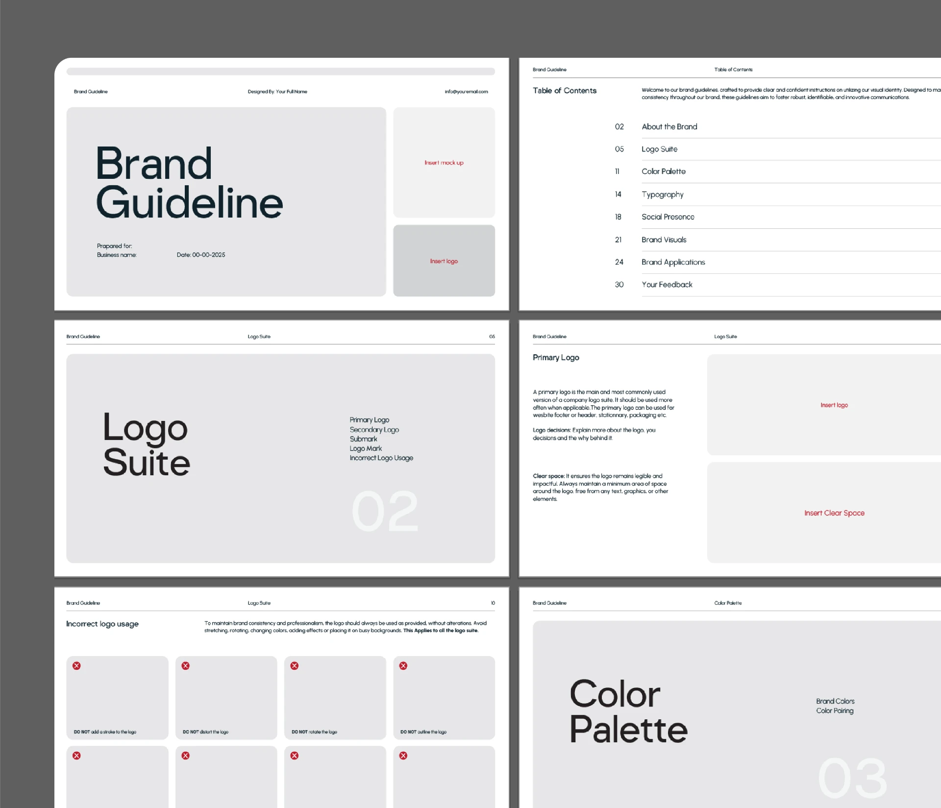 Brand guidelines template board
